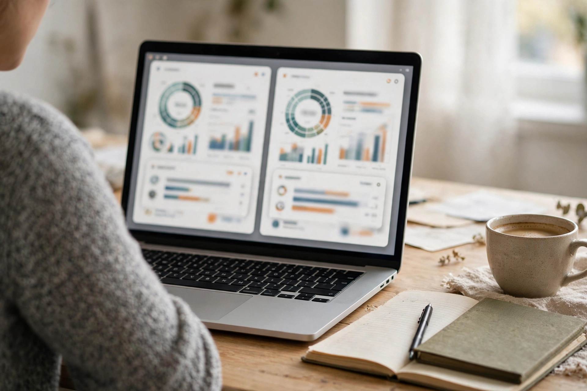 Comparing two AI detector analysis reports side by side on a laptop screen