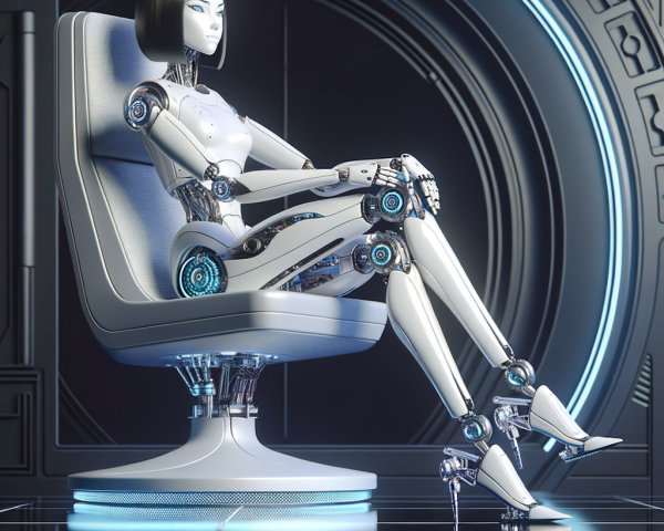 Futuristic robot in a modern setting