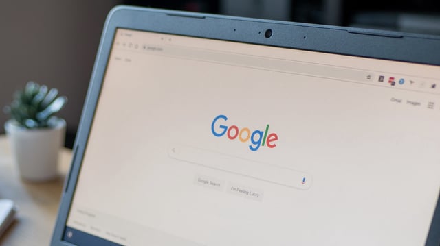 Google search results on a laptop screen