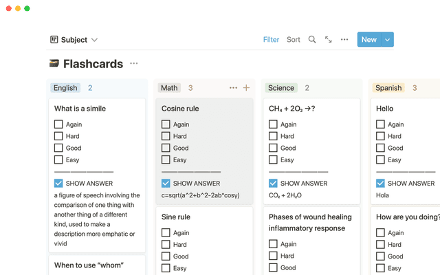Study flashcards for exam preparation