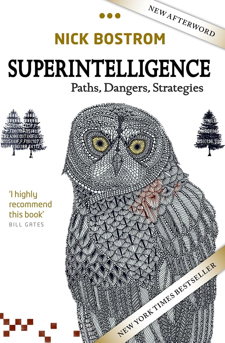 Superintelligence book cover by Nick Bostrom - If Anyone Builds It Everyone Dies book review comparison