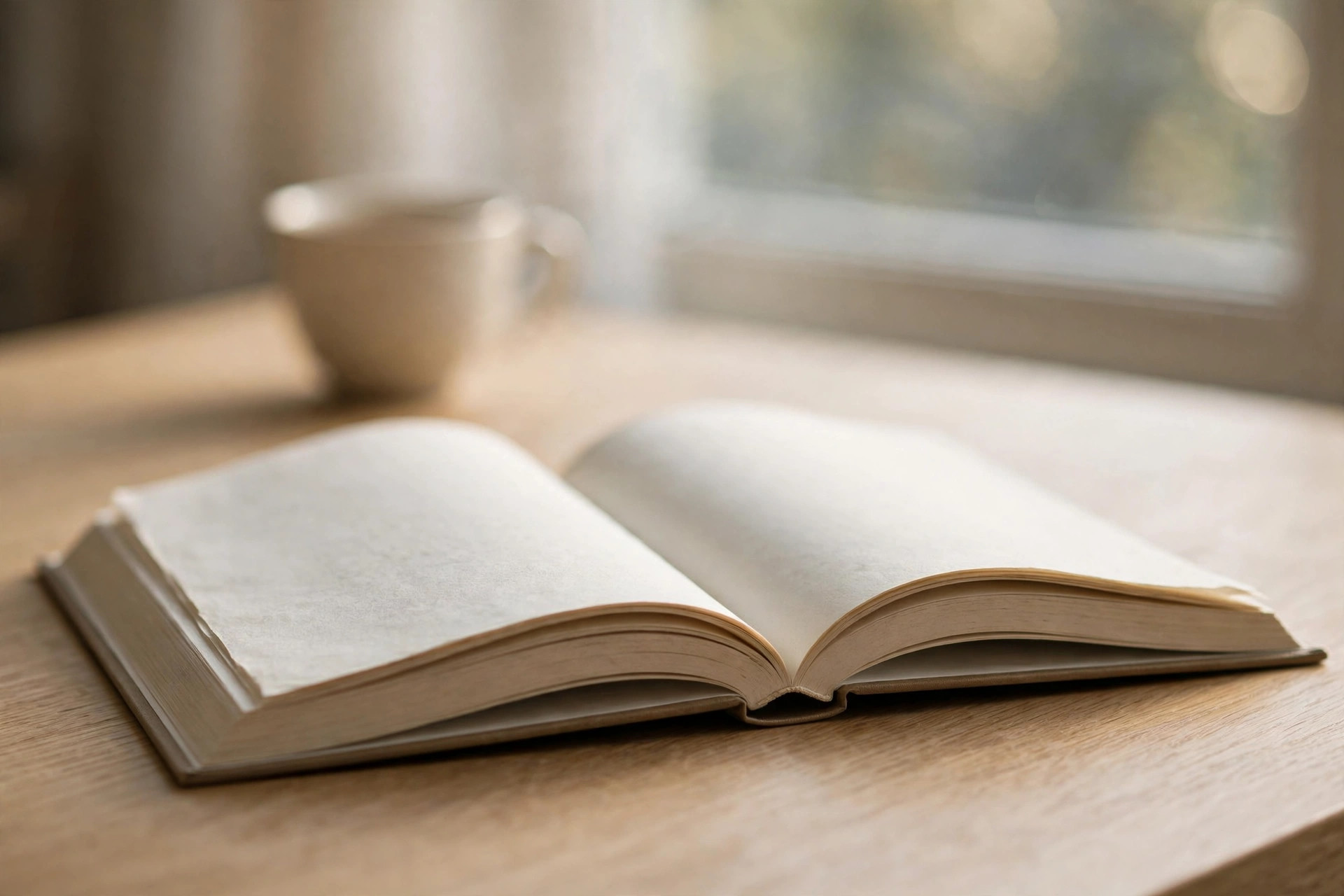 Open hardcover book on a wooden desk — The Optimist book review reading scene