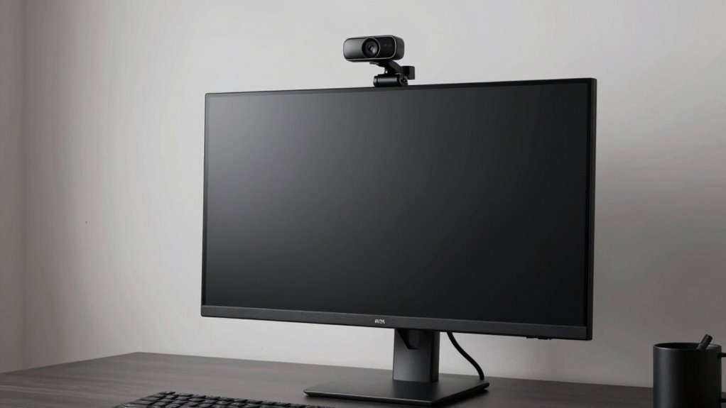 Webcam mounted on a desk monitor setup